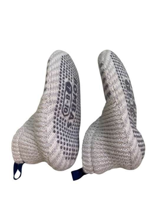 Bombas Kids Gripper Socks Slippers Cream Gray Knit Sherpa Toddler Size 8-10 - Picture 4 of 5
